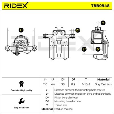 Bremssattel RIDEX 78B0948 78B0948 - foto 6