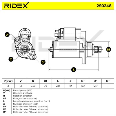 Anlasser RIDEX 2S0248 2S0248 - foto 7