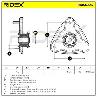 Stoßdämpferkissen Vorderachse RIDEX 1180S0224 1180S0224 - foto 5