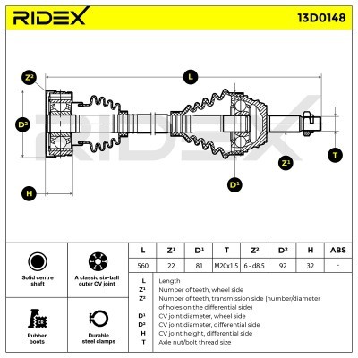 Antriebswelle RIDEX 13D0148 13D0148 - foto 4