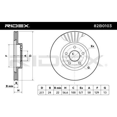 Bremsscheibe RIDEX 82B0103 82B0103 - foto 5