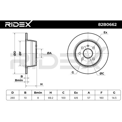 Bremsscheibe RIDEX 82B0662 82B0662 - foto 8