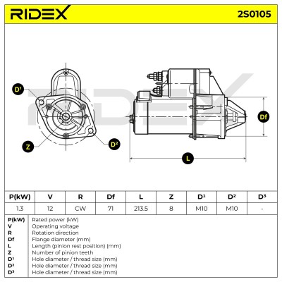 Anlasser RIDEX 2S0105 2S0105 - foto 7