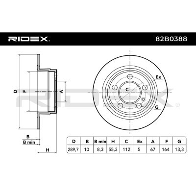 Bremsscheibe RIDEX 82B0388 82B0388 - foto 6