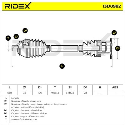 Antriebswelle RIDEX 13D0982 13D0982 - foto 7