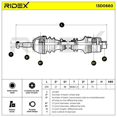 Antriebswelle RIDEX 13D0660 13D0660 - foto 6