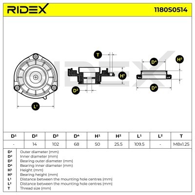 Stoßdämpferkissen Vorderachse RIDEX 1180S0514 1180S0514 - foto 5