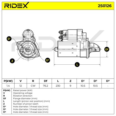 Anlasser RIDEX 2S0126 2S0126 - foto 6