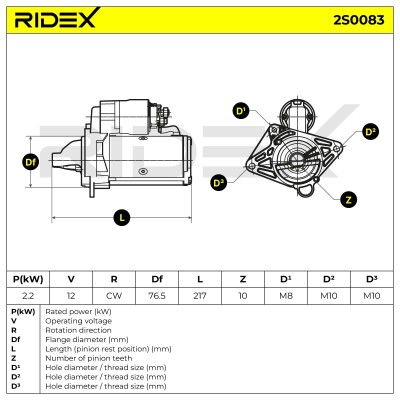 Anlasser RIDEX 2S0083 2S0083 - foto 6