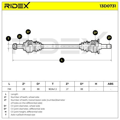 Antriebswelle RIDEX 13D0731 13D0731 - foto 7