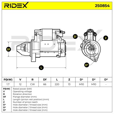 Anlasser RIDEX 2S0854 2S0854 - foto 7