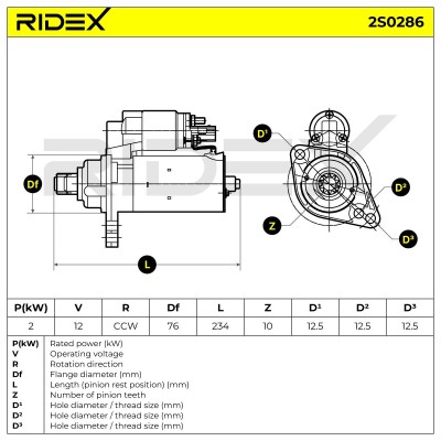 Anlasser RIDEX 2S0286 2S0286 - foto 6