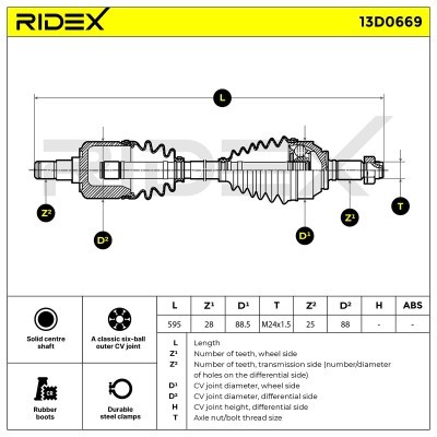 Antriebswelle RIDEX 13D0669 13D0669 - foto 7