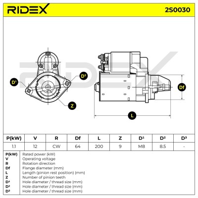 Anlasser RIDEX 2S0030 2S0030 - foto 6