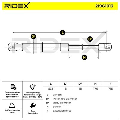 Gasfeder, Koffer-/Laderaum RIDEX 219G1013 219G1013 - foto 6