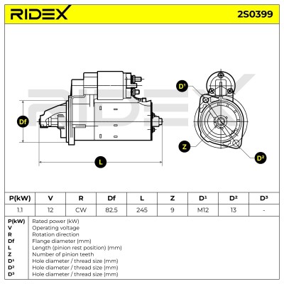 Anlasser RIDEX 2S0399 2S0399 - foto 7