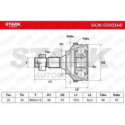 Gelenksatz, Antriebswelle Stark SKJK-0200348 SKJK-0200348 - foto 5
