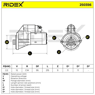 Anlasser RIDEX 2S0356 2S0356 - foto 6