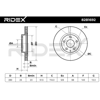 Bremsscheibe RIDEX 82B1692 82B1692 - foto 6