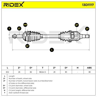 Antriebswelle RIDEX 13D1117 13D1117 - foto 7