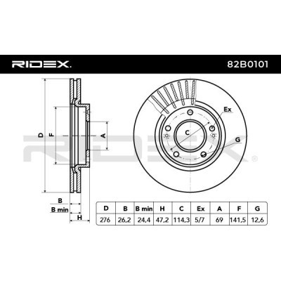 Bremsscheibe RIDEX 82B0101 82B0101 - foto 5