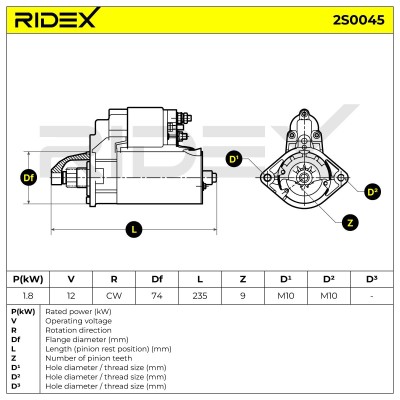 Anlasser RIDEX 2S0045 2S0045 - foto 6
