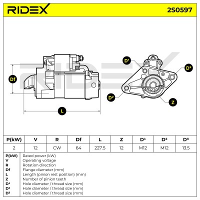 Anlasser RIDEX 2S0597 2S0597 - foto 7