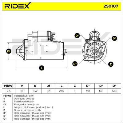 Anlasser RIDEX 2S0107 2S0107 - foto 7
