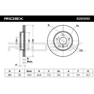 Bremsscheibe RIDEX 82B1690 82B1690 - foto 6