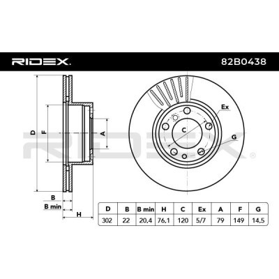 Bremsscheibe RIDEX 82B0438 82B0438 - foto 3