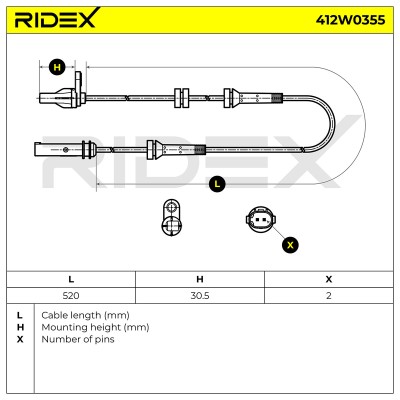 ABS Sensor RIDEX 412W0355 412W0355 - foto 6