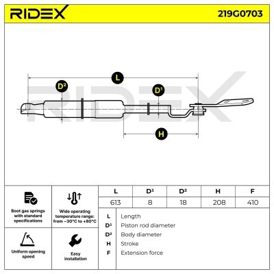 Gasfeder, Koffer-/Laderaum RIDEX 219G0703 219G0703 - foto 6