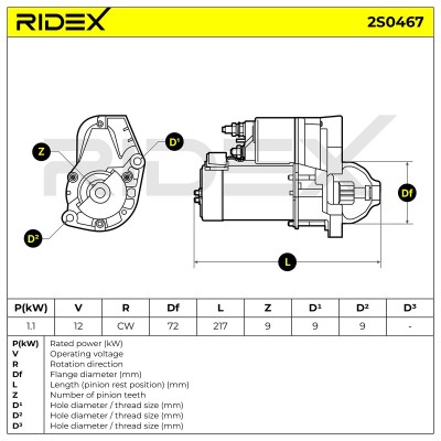 Anlasser RIDEX 2S0467 2S0467 - foto 6