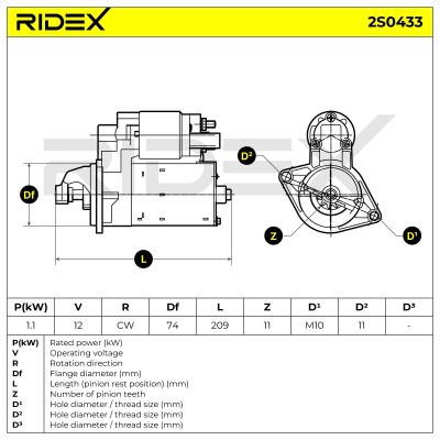 Anlasser RIDEX 2S0433 2S0433 - foto 7