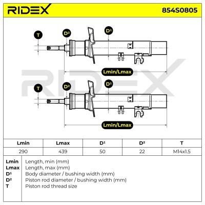 Stoßdämpfer RIDEX 854S0805 854S0805 - foto 4