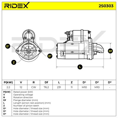 Anlasser RIDEX 2S0303 2S0303 - foto 7