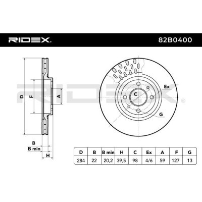 Bremsscheibe RIDEX 82B0400 82B0400 - foto 6