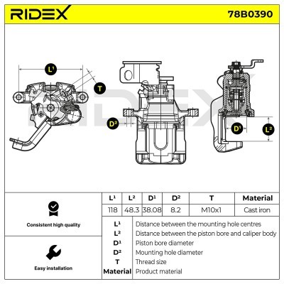 Bremssattel RIDEX 78B0390 78B0390 - foto 6