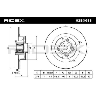 Bremsscheibe RIDEX 82B0688 82B0688 - foto 3