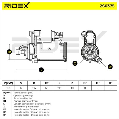Anlasser RIDEX 2S0375 2S0375 - foto 7