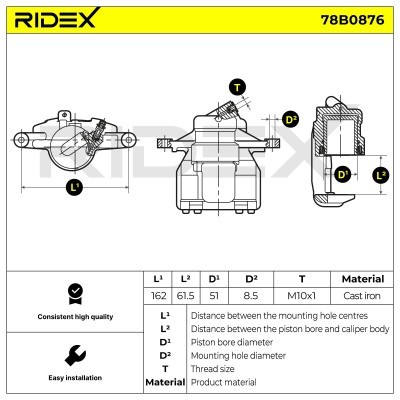 Bremssattel RIDEX 78B0876 78B0876 - foto 6