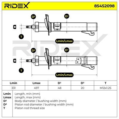 Stoßdämpfer RIDEX 854S2098 854S2098 - foto 6