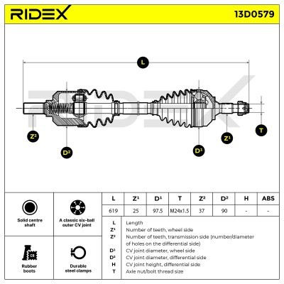 Antriebswelle RIDEX 13D0579 13D0579 - foto 7