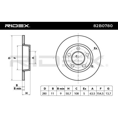 Bremsscheibe RIDEX 82B0780 82B0780 - foto 6