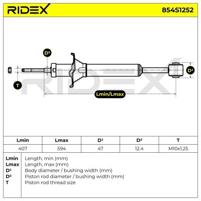 Stoßdämpfer RIDEX 854S1252 854S1252 - foto 9