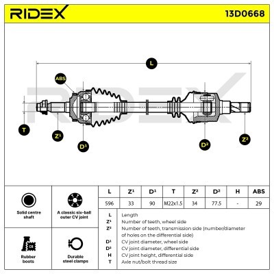 Antriebswelle RIDEX 13D0668 13D0668 - foto 7