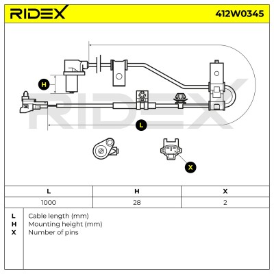 ABS Sensor RIDEX 412W0345 412W0345 - foto 5