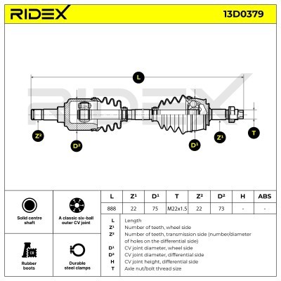 Antriebswelle RIDEX 13D0379 13D0379 - foto 6