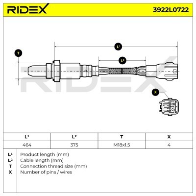 Lambdasonde RIDEX 3922L0722 3922L0722 - foto 3