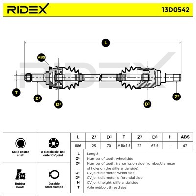 Antriebswelle RIDEX 13D0542 13D0542 - foto 7